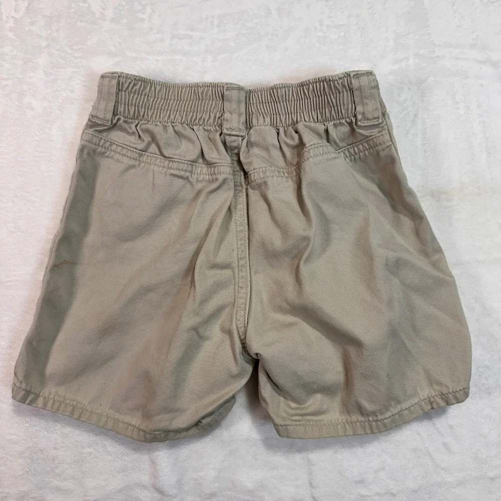 OshKosh B'gosh Chino Shorts 6 Khaki Floral Embroidered Elastic Back Girls